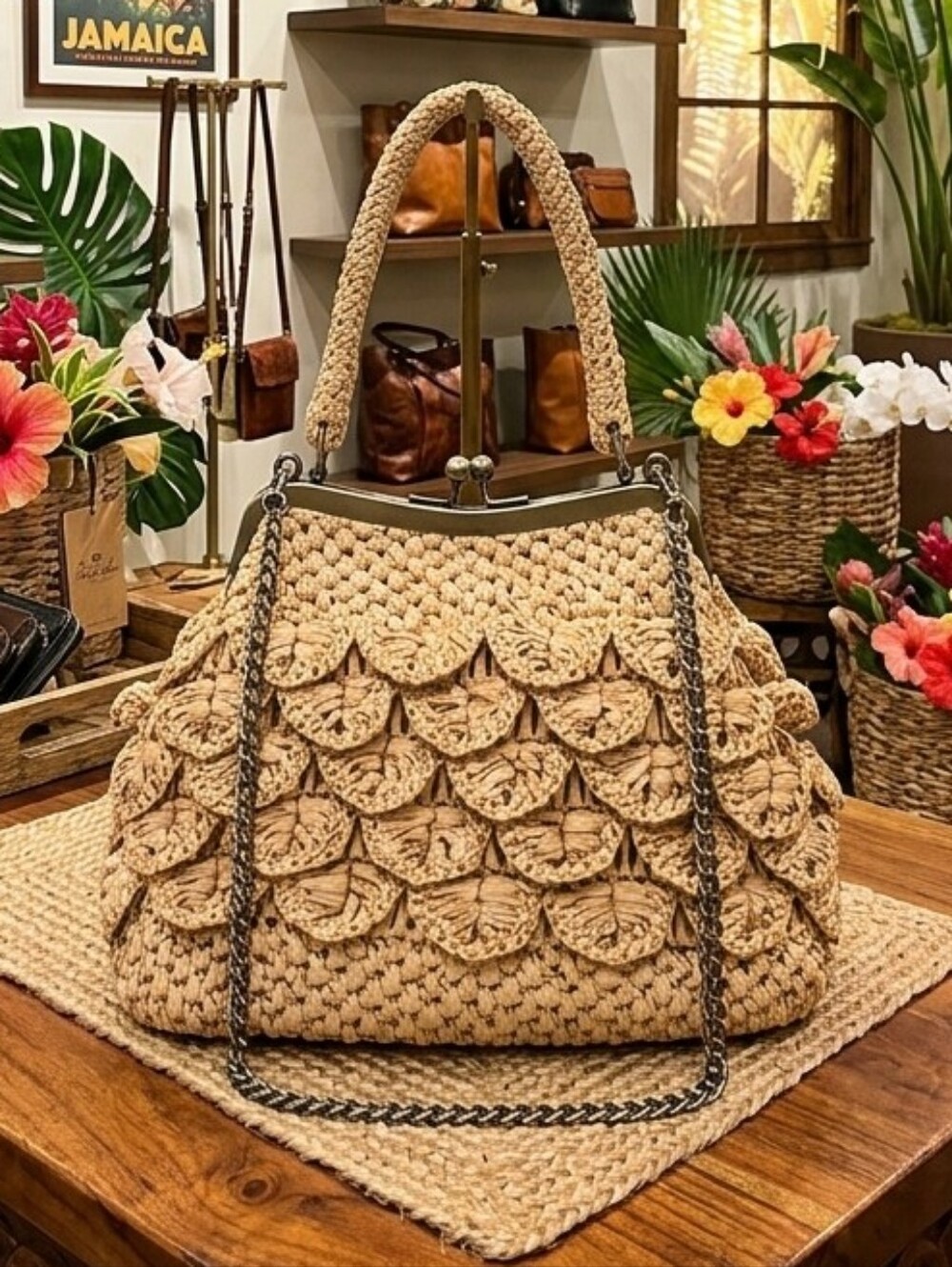 Patricia Nash Laureana Scalloped Raffia Frame Crossbody Bag